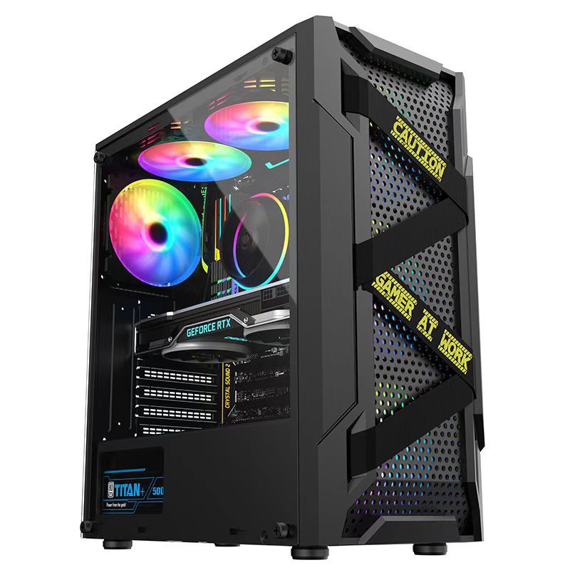 Acrylic Transparent Side Panel ATX PC Case Gaming Computer Case Chassis with 6 Cooling Fan Positions