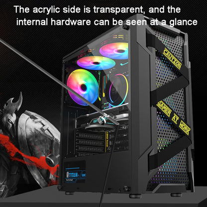 Acrylic Transparent Side Panel ATX PC Case Gaming Computer Case Chassis with 6 Cooling Fan Positions