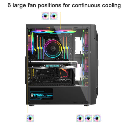 Acrylic Transparent Side Panel ATX PC Case Gaming Computer Case Chassis with 6 Cooling Fan Positions