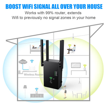 U6 1200m Wireless Router Network Extender Wi-Fi Repeater with External Antenna, WiFi Signal Booster