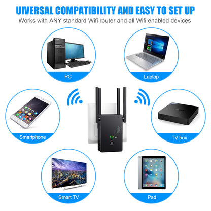 U6 1200m Wireless Router Network Extender Wi-Fi Repeater with External Antenna, WiFi Signal Booster