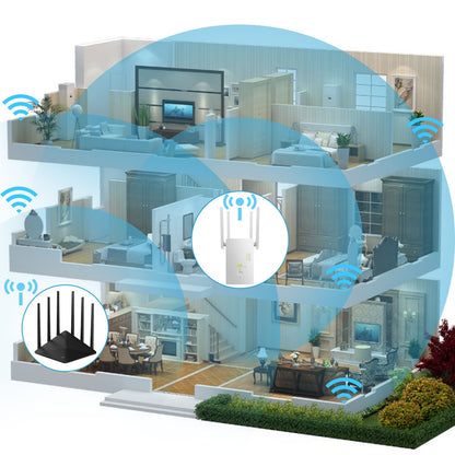 U6 1200m Wireless Router Network Extender Wi-Fi Repeater with External Antenna, WiFi Signal Booster
