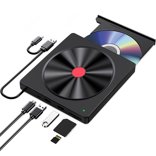 052 Multifunction DVD-RW Recorder PC External Optical Drive USB + Type-C DVD Burner Readable SD / TF Card