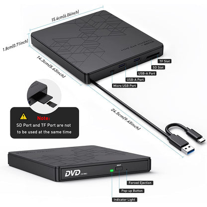 BT668 CD Disc Player Readable TF / SD Card USB Multi-Function External Optical Drive Laptop DVD Burner