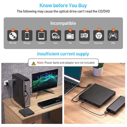 BT668 CD Disc Player Readable TF / SD Card USB Multi-Function External Optical Drive Laptop DVD Burner