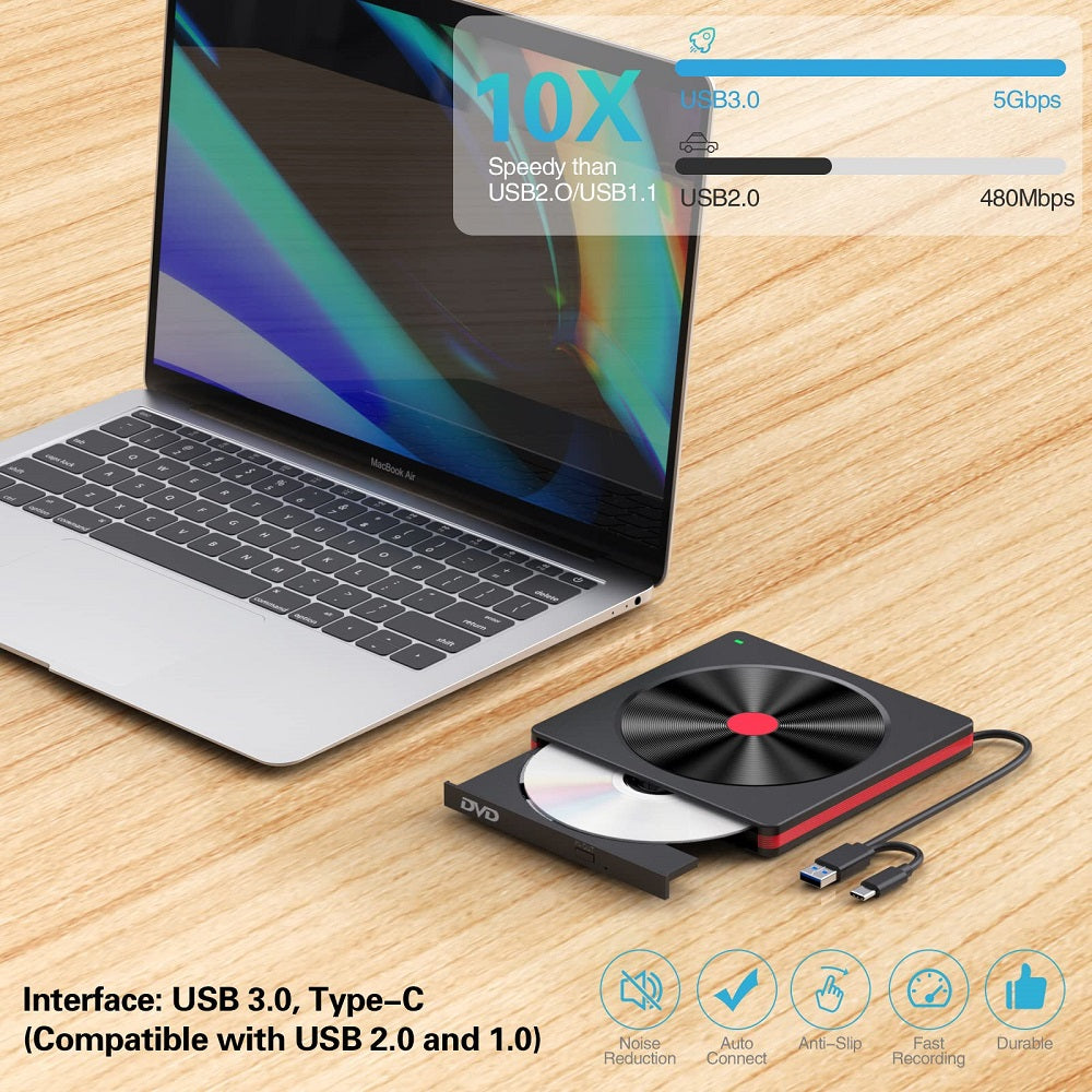 048 Portable DVD-RW External USB Optical Drive Laptop DVD Burner Desktop Integrate Type-C Optical Drive