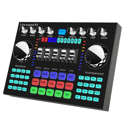 K1 Bluetooth 5.0 Soundcard Adjustable Volume HiFi Live Sound Card Mixer Board