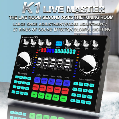 K1 Bluetooth 5.0 Soundcard Adjustable Volume HiFi Live Sound Card Mixer Board