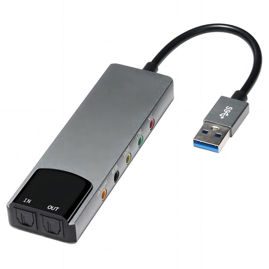 HY-601 6 In 1 USB Multifunction Sound Card USB + 3.5mm Audio + 7.1 Channel / Optical Fiber