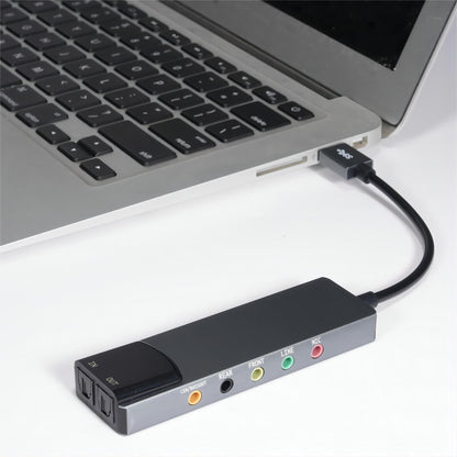 HY-601 6 In 1 USB Multifunction Sound Card USB + 3.5mm Audio + 7.1 Channel / Optical Fiber