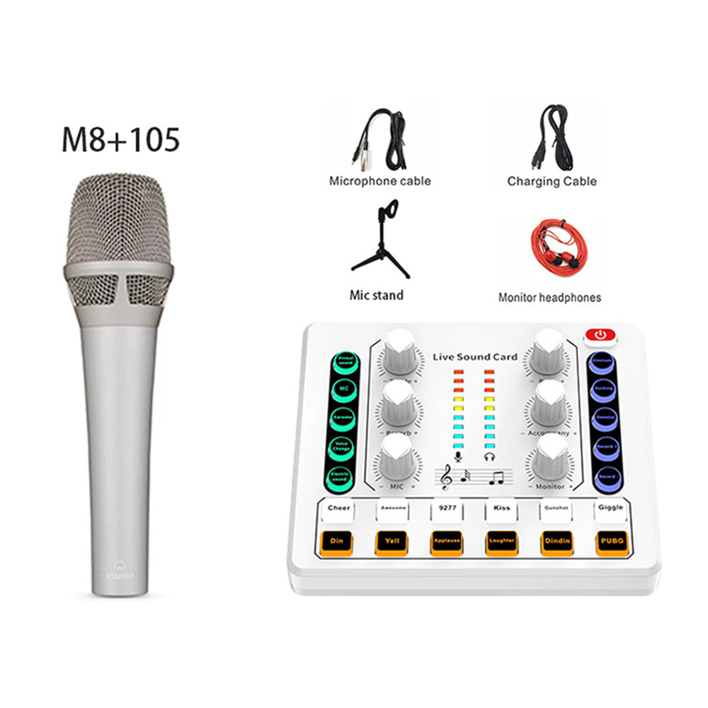 105+M8 BM800 Condenser Microphone Kit Sound Card for Music Recording Karaoke Singing Live Streaming