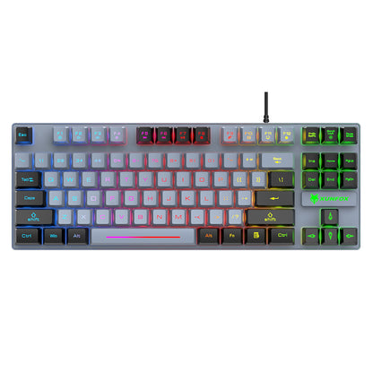 XUNFOX K10 USB Wired Mechanical Hand-Feel Keyboard 87 Keys Gamer Keyboard with Colorful Backlight