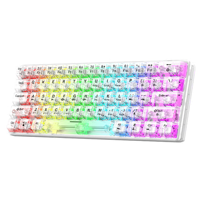 XUNFOX K30 Pro Three Modes Transparent Mechanical Keyboard White Axis 61 Keys Gaming Keyboard with RGB Backlight