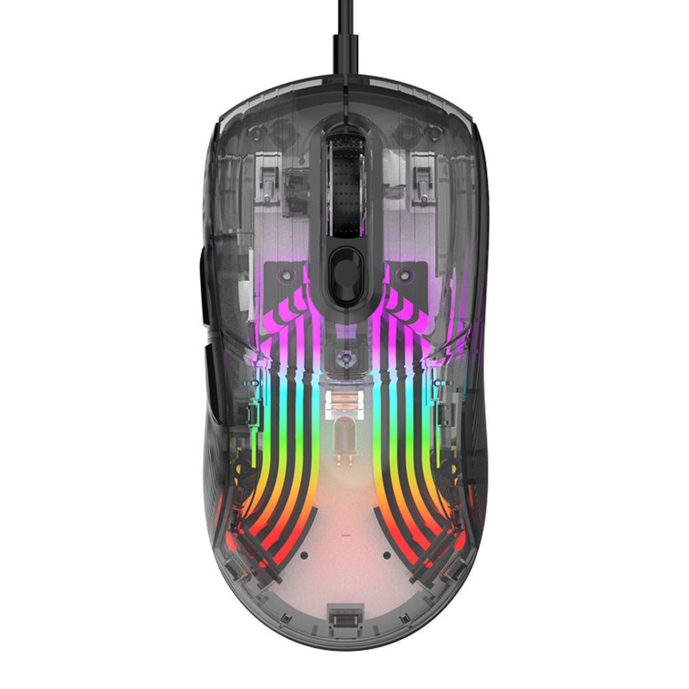 XUNFOX XYH10 USB Wired Transparent Mouse 6-Speed DPI 7 Keys Gaming Mouse with RGB Light for PC  /  Laptop
