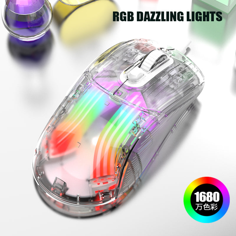 XUNFOX XYH10 USB Wired Transparent Mouse 6-Speed DPI 7 Keys Gaming Mouse with RGB Light for PC  /  Laptop