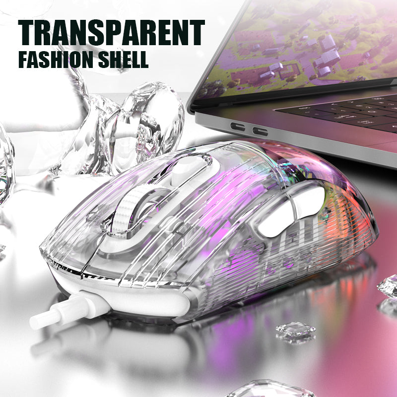 XUNFOX XYH10 USB Wired Transparent Mouse 6-Speed DPI 7 Keys Gaming Mouse with RGB Light for PC  /  Laptop