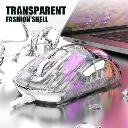 XUNFOX XYH10 USB Wired Transparent Mouse 6-Speed DPI 7 Keys Gaming Mouse with RGB Light for PC  /  Laptop