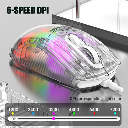 XUNFOX XYH10 USB Wired Transparent Mouse 6-Speed DPI 7 Keys Gaming Mouse with RGB Light for PC  /  Laptop
