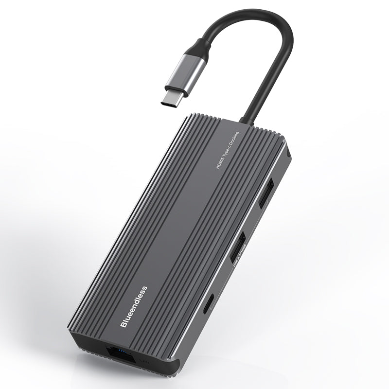 BLUEENDLESS HD805 Type-C Hub 8K@30Hz 8-in-1 Multiport Desktop PC Laptop Adapter USB3.1 Splitter