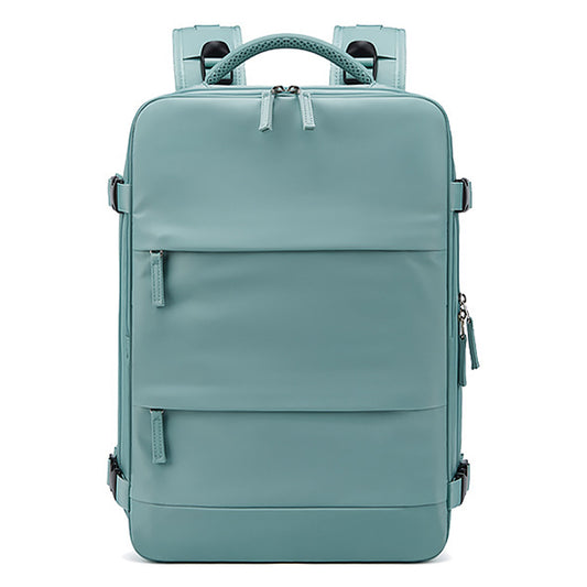 17-inch Solid Color Nylon Backpack Travel Laptop Shoes Storage Dual Shoulders Bag with USB Port
