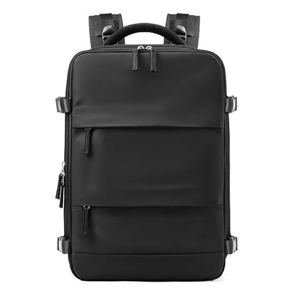 17-inch Solid Color Nylon Backpack Travel Laptop Shoes Storage Dual Shoulders Bag with USB Port