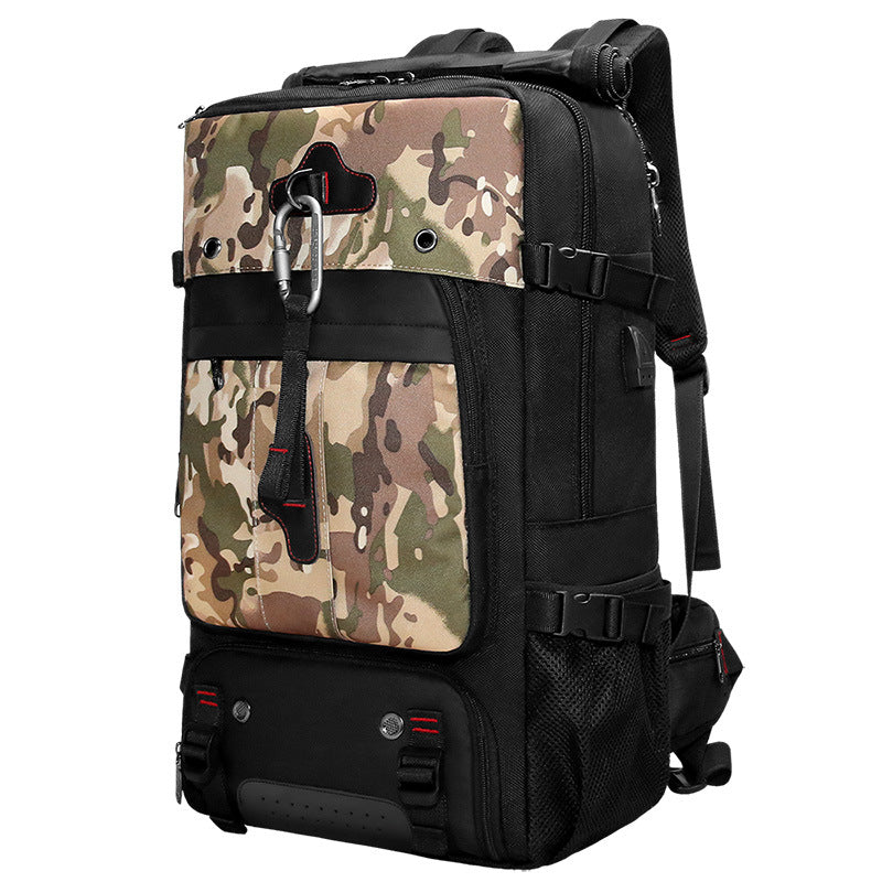 2070 Oxford Cloth+Polyester Waterproof Backpack Hiking Trekking Rucksack with USB Charging Port