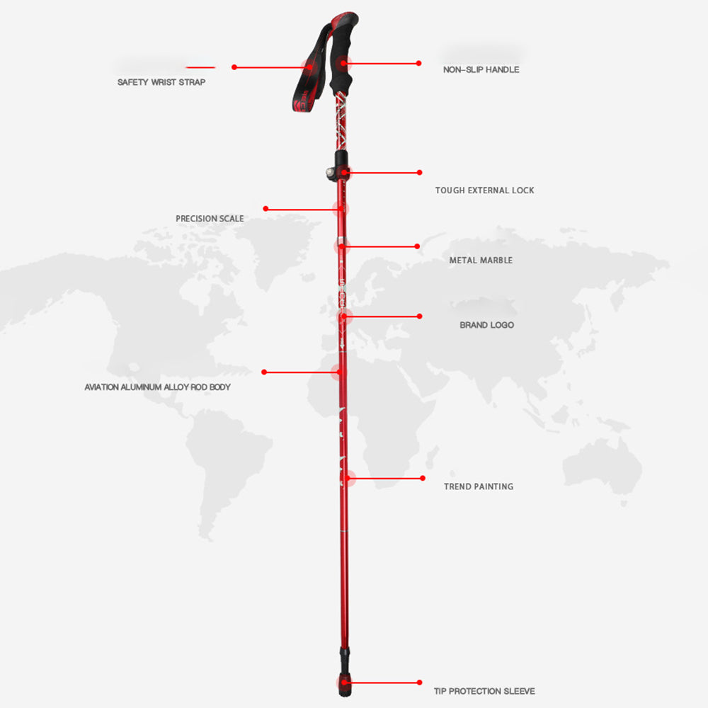 NECASIL N82 5-Section Aluminum Alloy Trekking Pole Outdoor Camping 32-125CM Folding Walking Stick