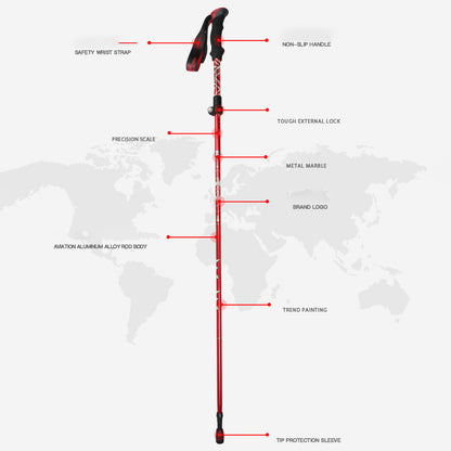 NECASIL N82 5-Section Aluminum Alloy Trekking Pole Outdoor Camping 32-125CM Folding Walking Stick