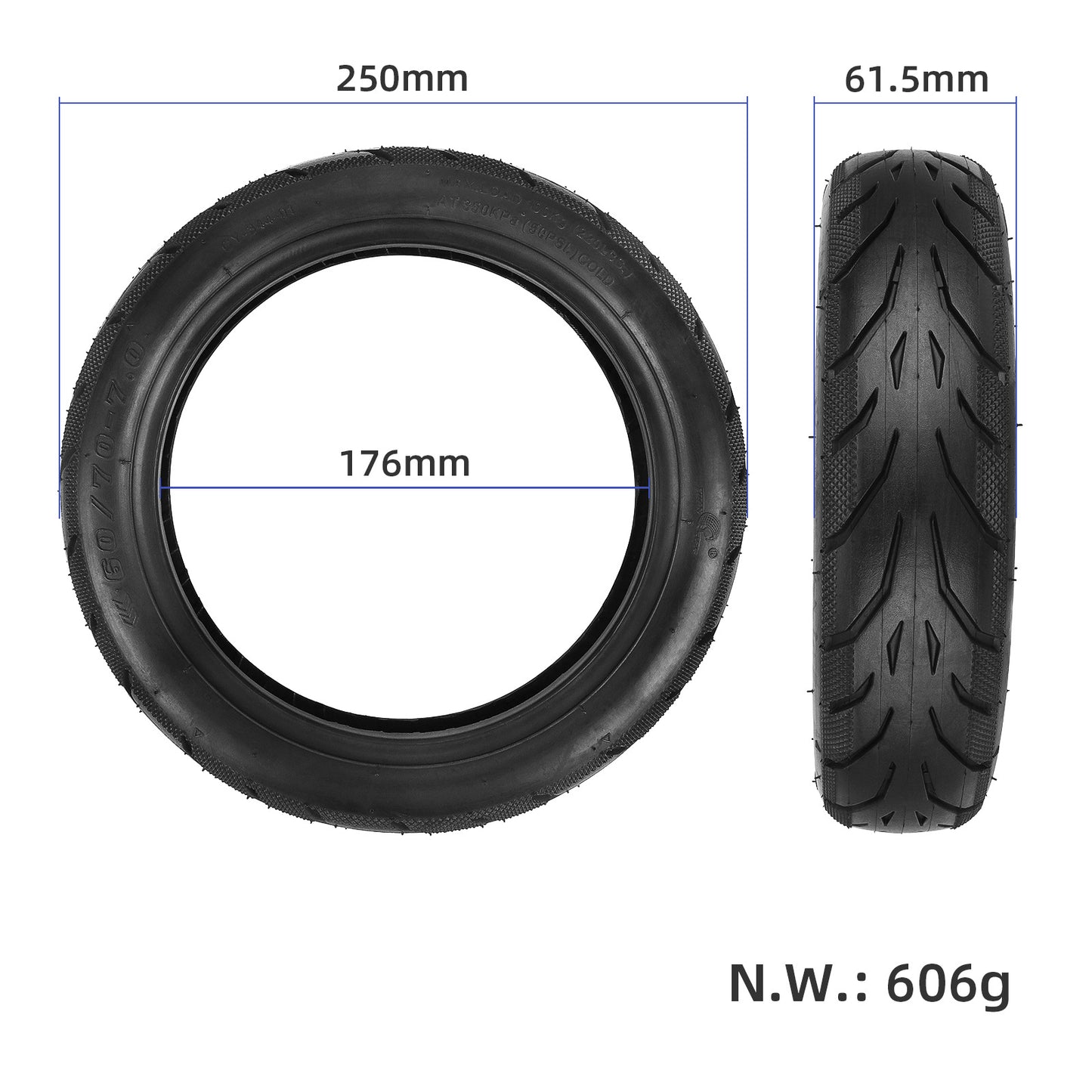 YUANXING For Xiaomi 4 Pro Rubber Outer Tyre 60 / 70-7.0 Vacuum Tire Electric Scooter Part