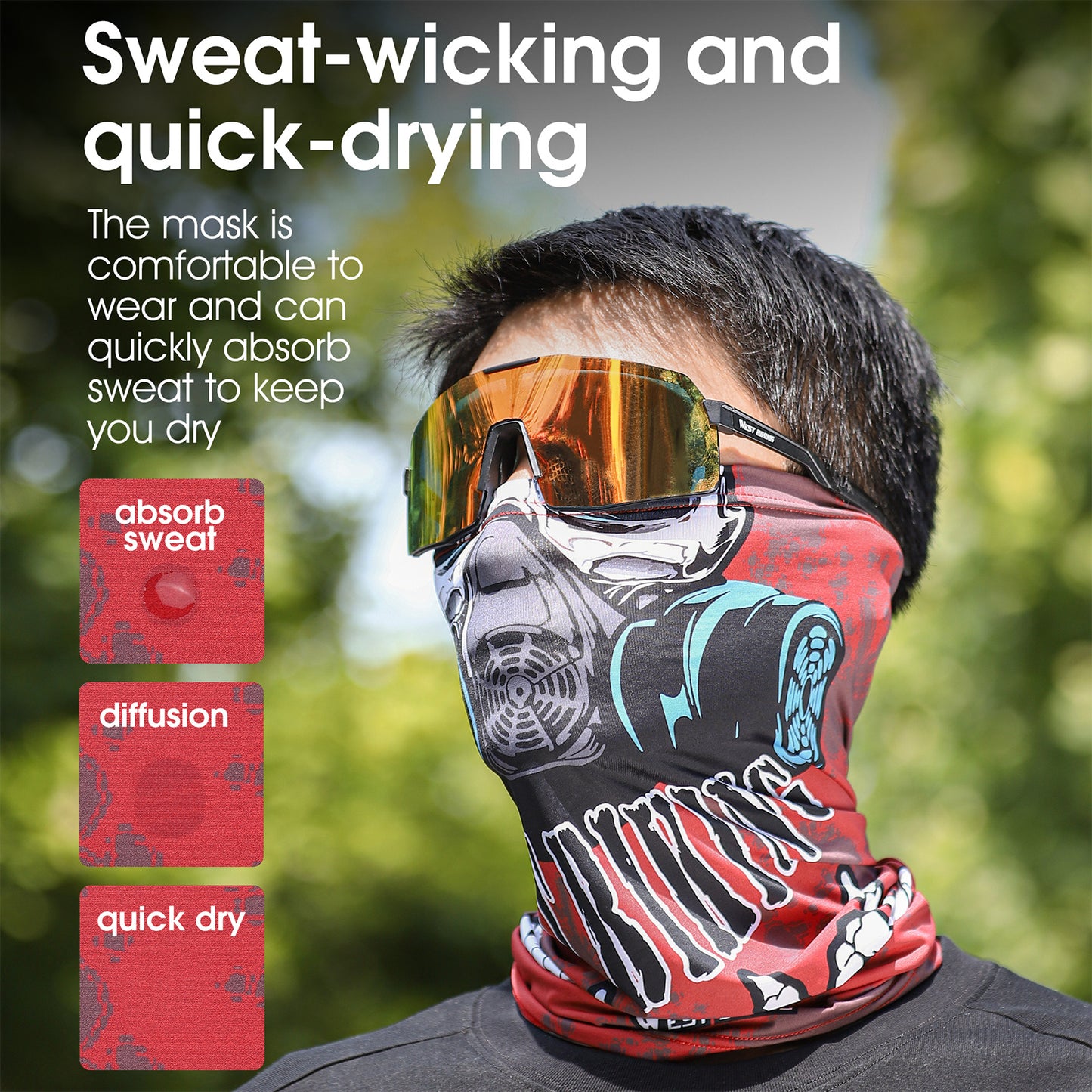 WEST BIKING YP0201393 Summer Sun-proof Magic Scarf Neck Gaiter Breathable Ice Silk Cycling Face Cover
