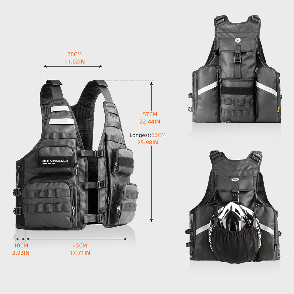 RHINOWALK M2012 Outdoor Sports Vest Multiple Pocket Water Storage System Breathable Fishing Vest for Cycling, Riding