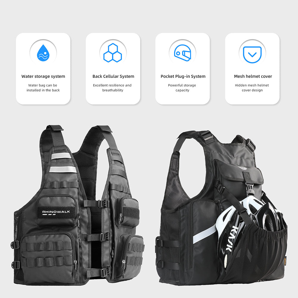 RHINOWALK M2012 Outdoor Sports Vest Multiple Pocket Water Storage System Breathable Fishing Vest for Cycling, Riding