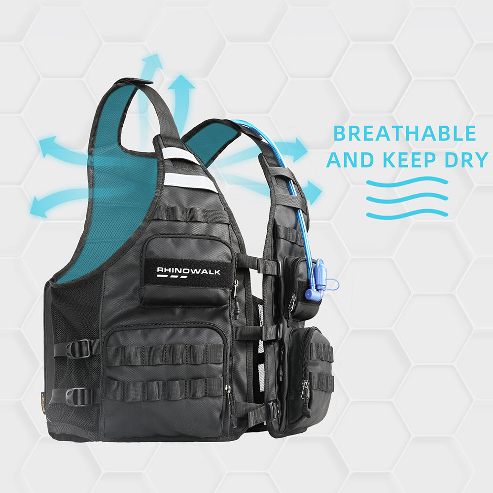 RHINOWALK M2012 Outdoor Sports Vest Multiple Pocket Water Storage System Breathable Fishing Vest for Cycling, Riding