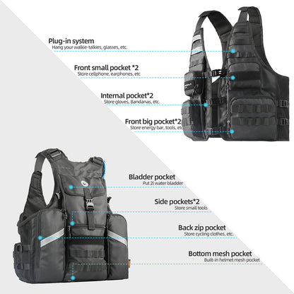 RHINOWALK M2012 Outdoor Sports Vest Multiple Pocket Water Storage System Breathable Fishing Vest for Cycling, Riding
