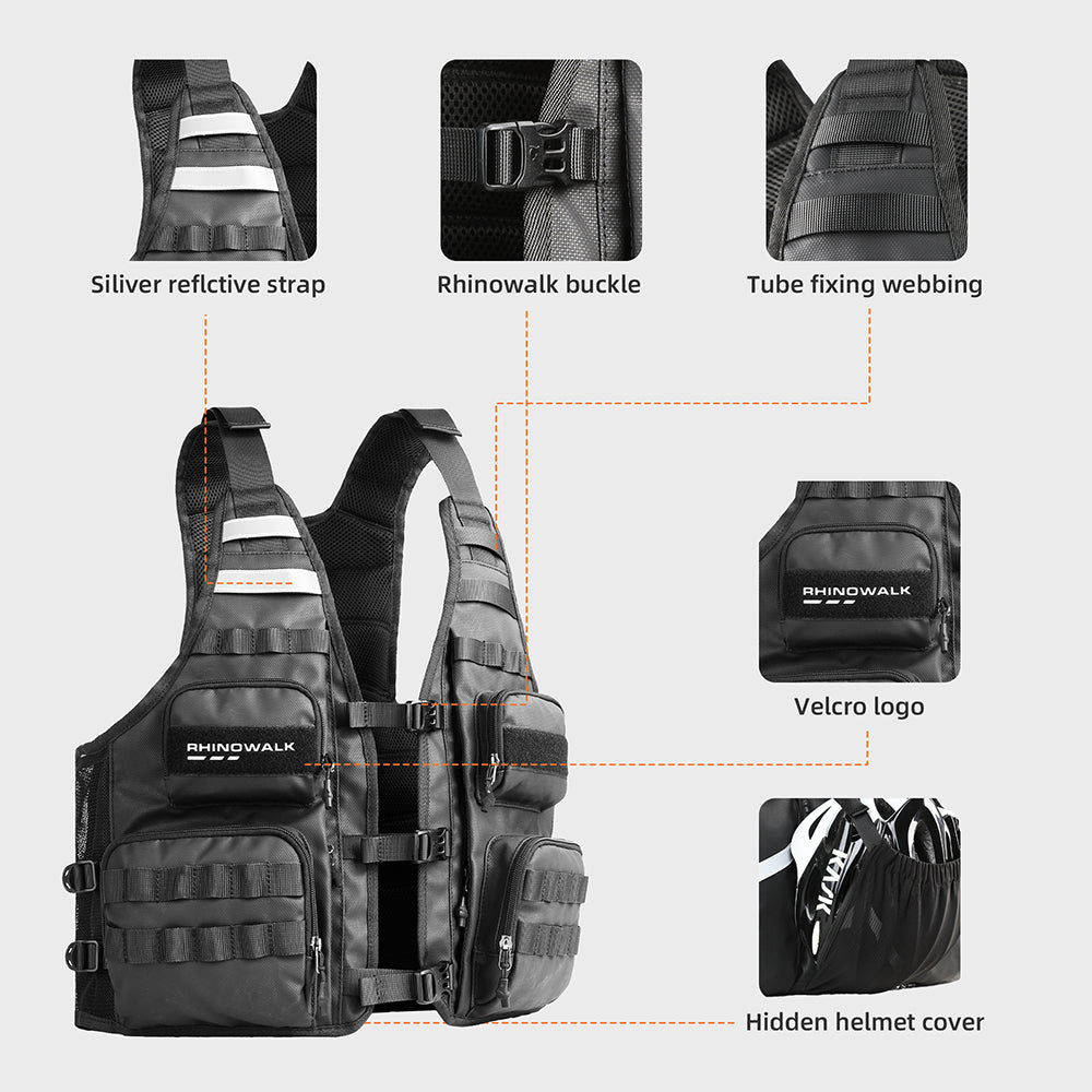 RHINOWALK M2012 Outdoor Sports Vest Multiple Pocket Water Storage System Breathable Fishing Vest for Cycling, Riding