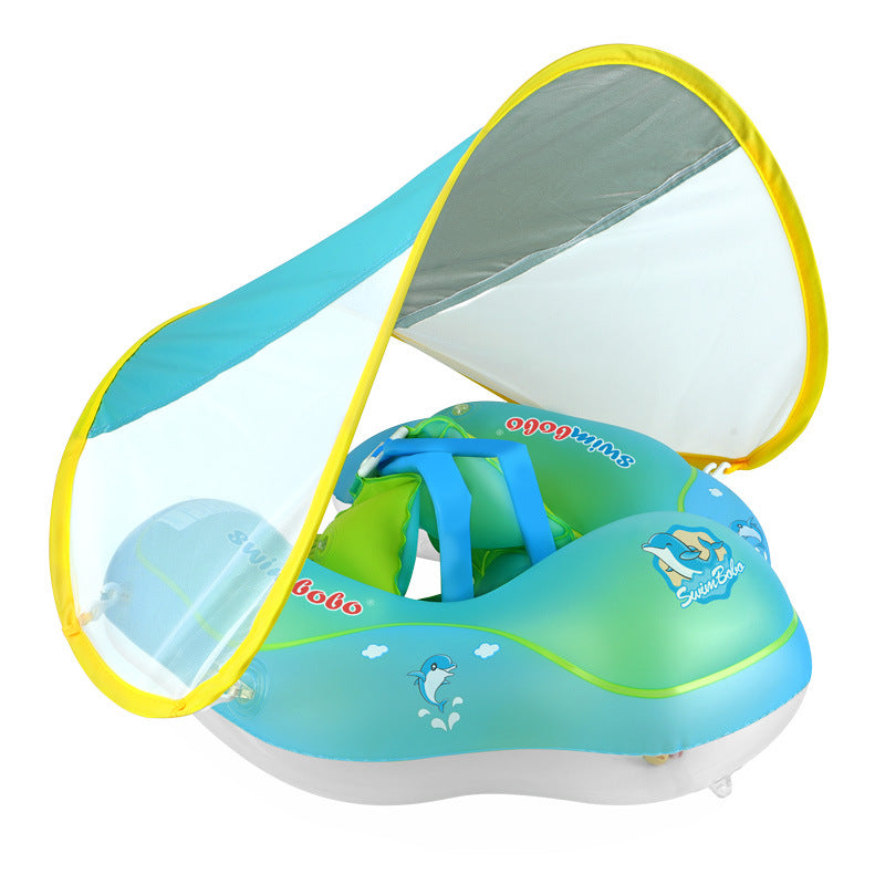 SWIMBOBO Inflatable Baby Swimming Ring Infant Float Lying Swimming Trainer with Sunshade