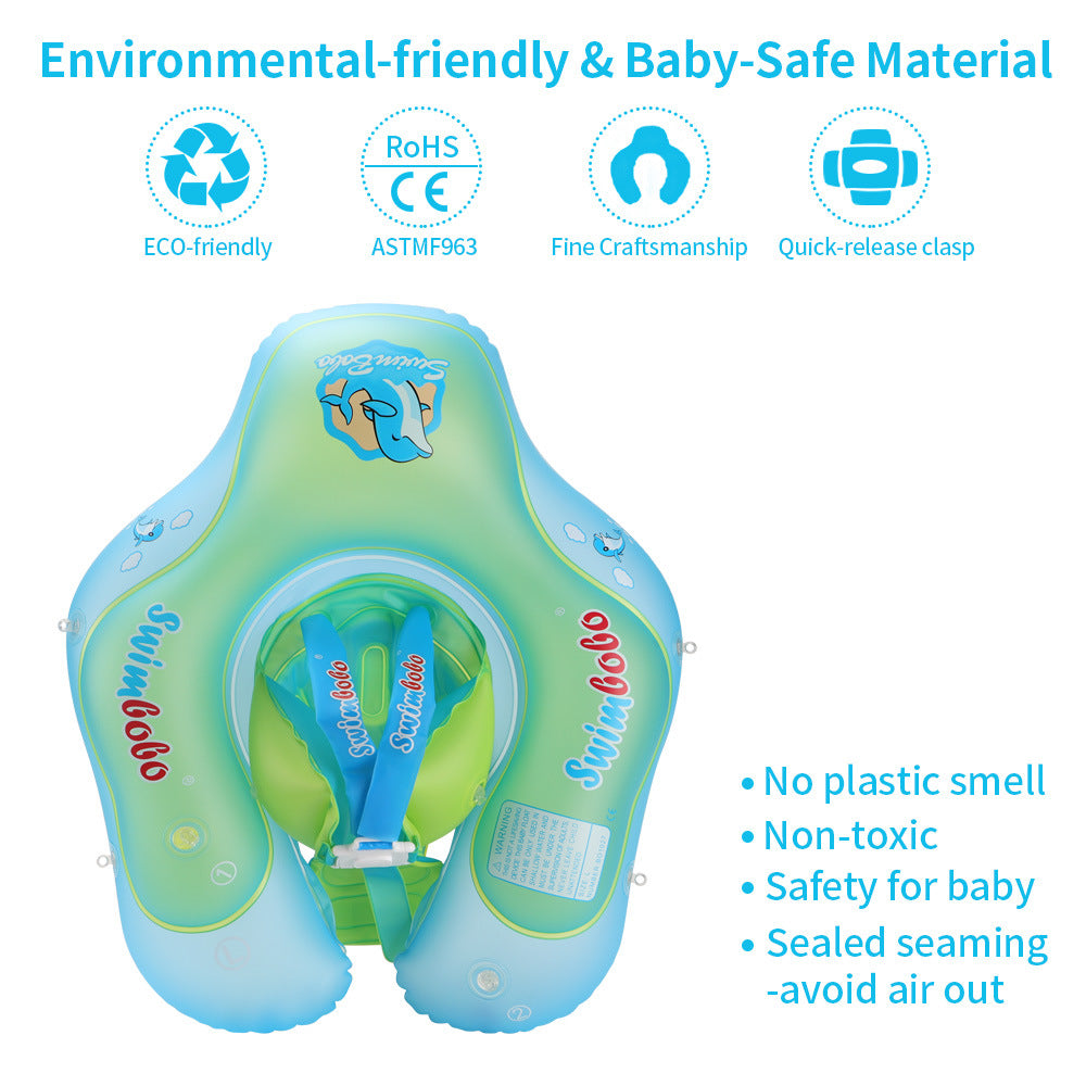 SWIMBOBO Inflatable Baby Swimming Ring Infant Float Lying Swimming Trainer with Sunshade