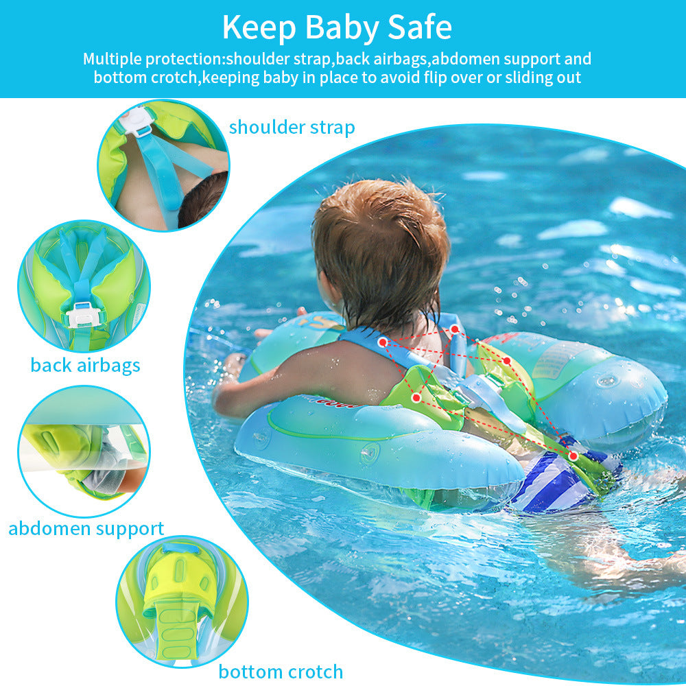 SWIMBOBO Inflatable Baby Swimming Ring Infant Float Lying Swimming Trainer with Sunshade