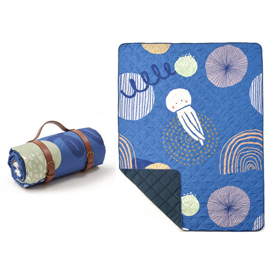 150*200cm Garden Lawn Blanket Outdoor Camping Mat Foldable Moisture-proof Pad (with PU Strap)