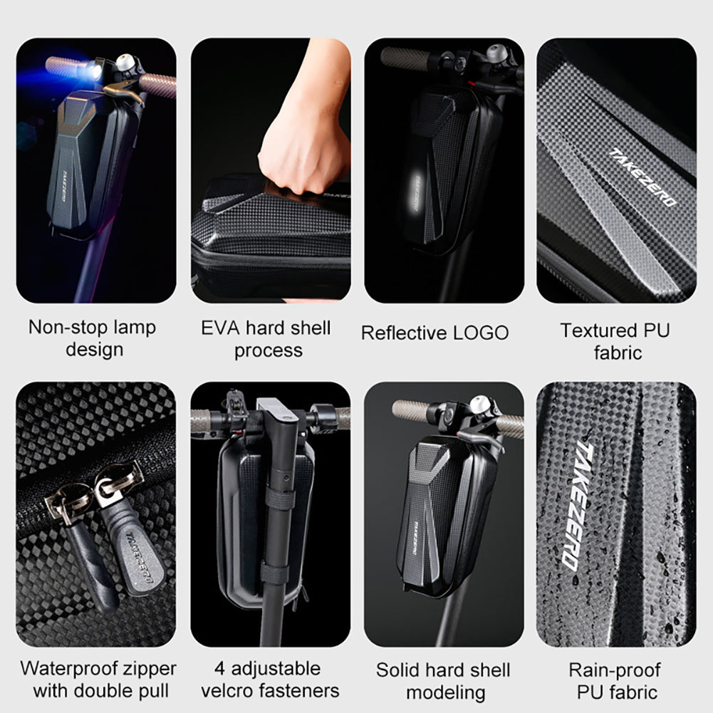 TAKEZERO T08 2L Electric Bike Scooter Front Bag EVA+PU Hard Shell Bicycle Handlebar Storage Pouch