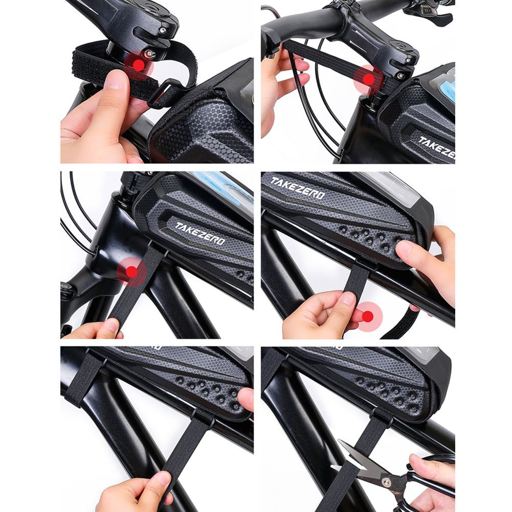 TAKEZERO TZ06 PU + TPU Mountain Bike Bag EVA Hard Shell Bicycle Front Beam Bag Top Tube Phone Bag