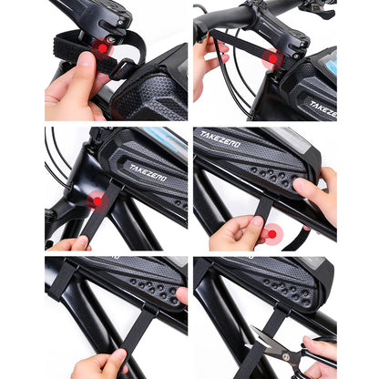 TAKEZERO TZ06 PU + TPU Mountain Bike Bag EVA Hard Shell Bicycle Front Beam Bag Top Tube Phone Bag