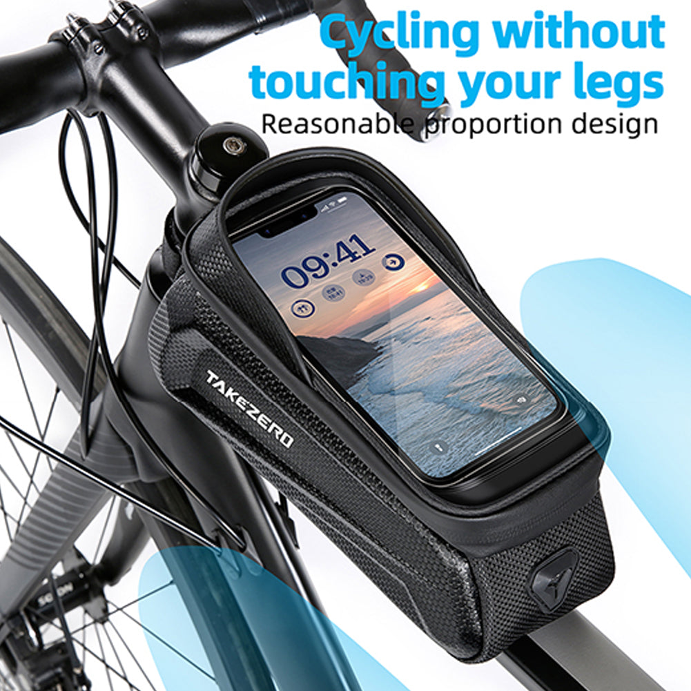 TAKEZERO TK03 PU+TPU Bicycle Cell Phone Bag EVA Hard Case for MTB, Road Bike Front Beam Tube Bag