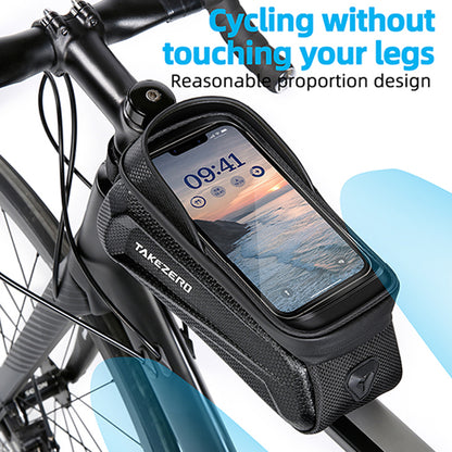 TAKEZERO TK03 PU+TPU Bicycle Cell Phone Bag EVA Hard Case for MTB, Road Bike Front Beam Tube Bag