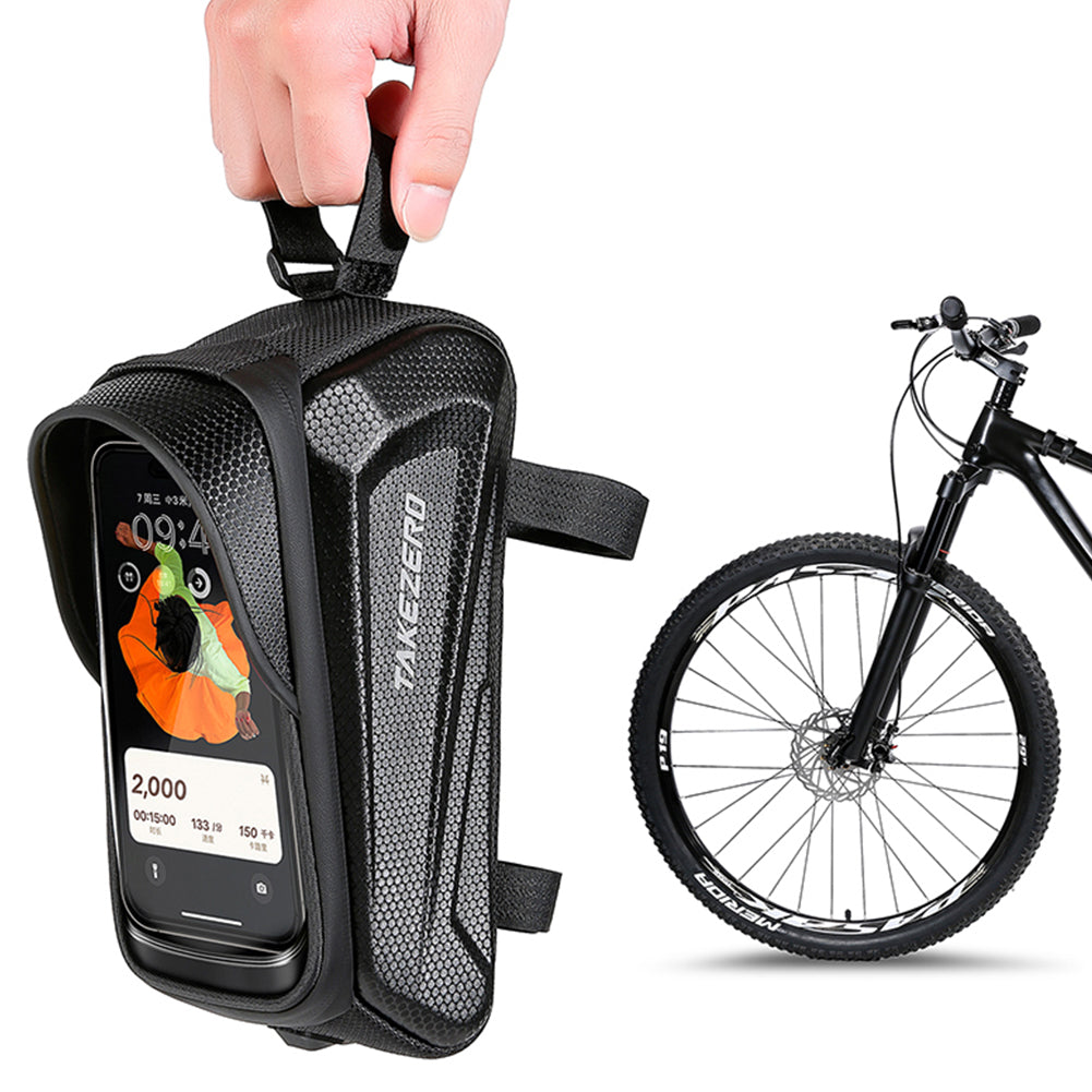 TAKEZERO TK03 PU+TPU Bicycle Cell Phone Bag EVA Hard Case for MTB, Road Bike Front Beam Tube Bag