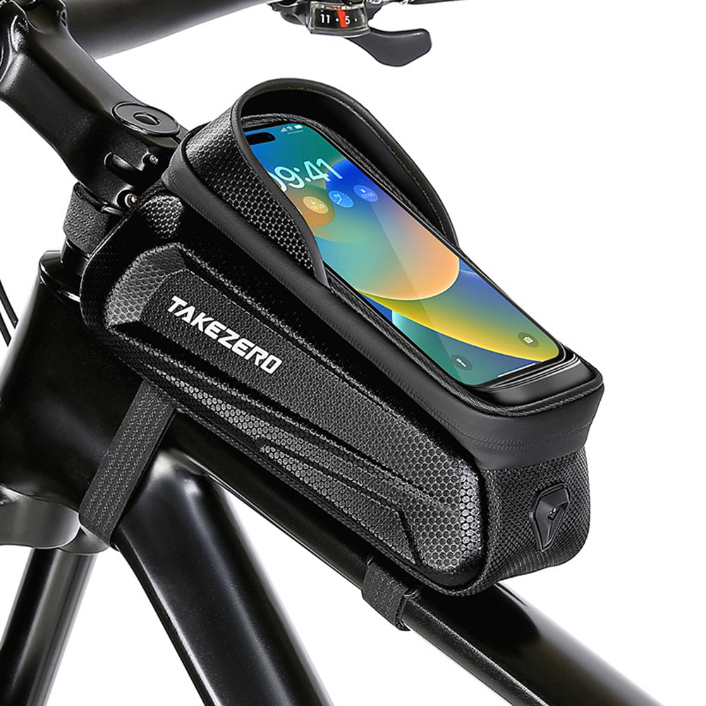 TAKEZERO TK03 PU+TPU Bicycle Cell Phone Bag EVA Hard Case for MTB, Road Bike Front Beam Tube Bag