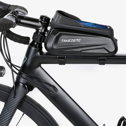 TAKEZERO TK03 PU+TPU Bicycle Cell Phone Bag EVA Hard Case for MTB, Road Bike Front Beam Tube Bag