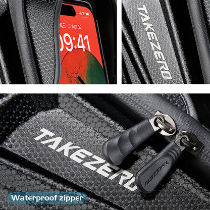 TAKEZERO TK03 PU+TPU Bicycle Cell Phone Bag EVA Hard Case for MTB, Road Bike Front Beam Tube Bag