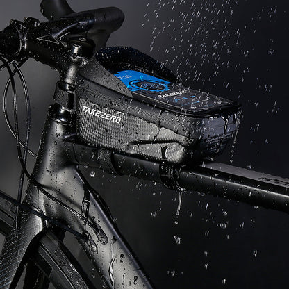 TAKEZERO A2 PU+TPU+Hard EVA Bicycle Phone Case for Mountain Road Bike Front Beam Tube Zippered Phone Bag