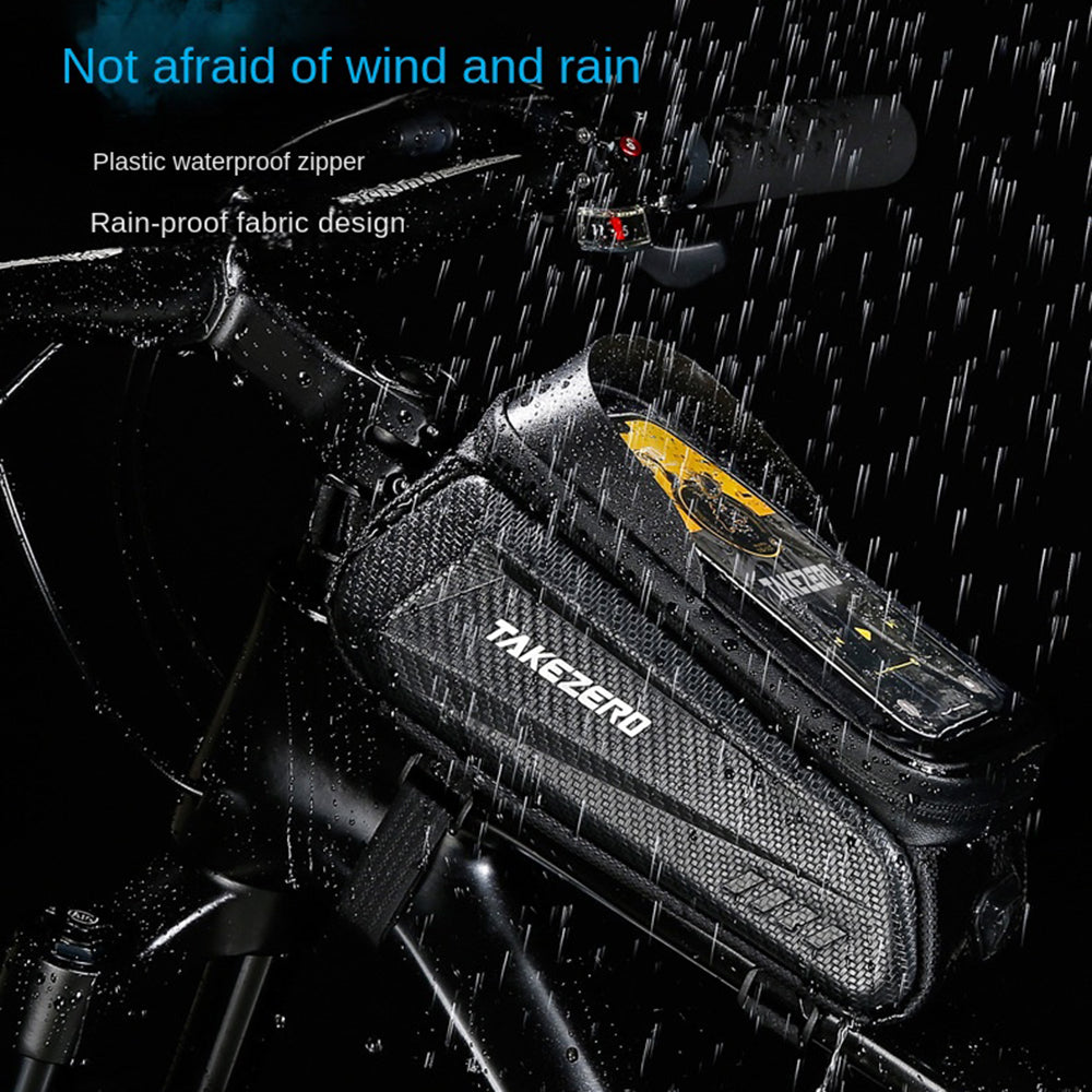 TAKEZERO TZ02 PU+TPU+EVA Hard Shell Bike Bag Mountain Bike Front Bar Zippered Phone Bag